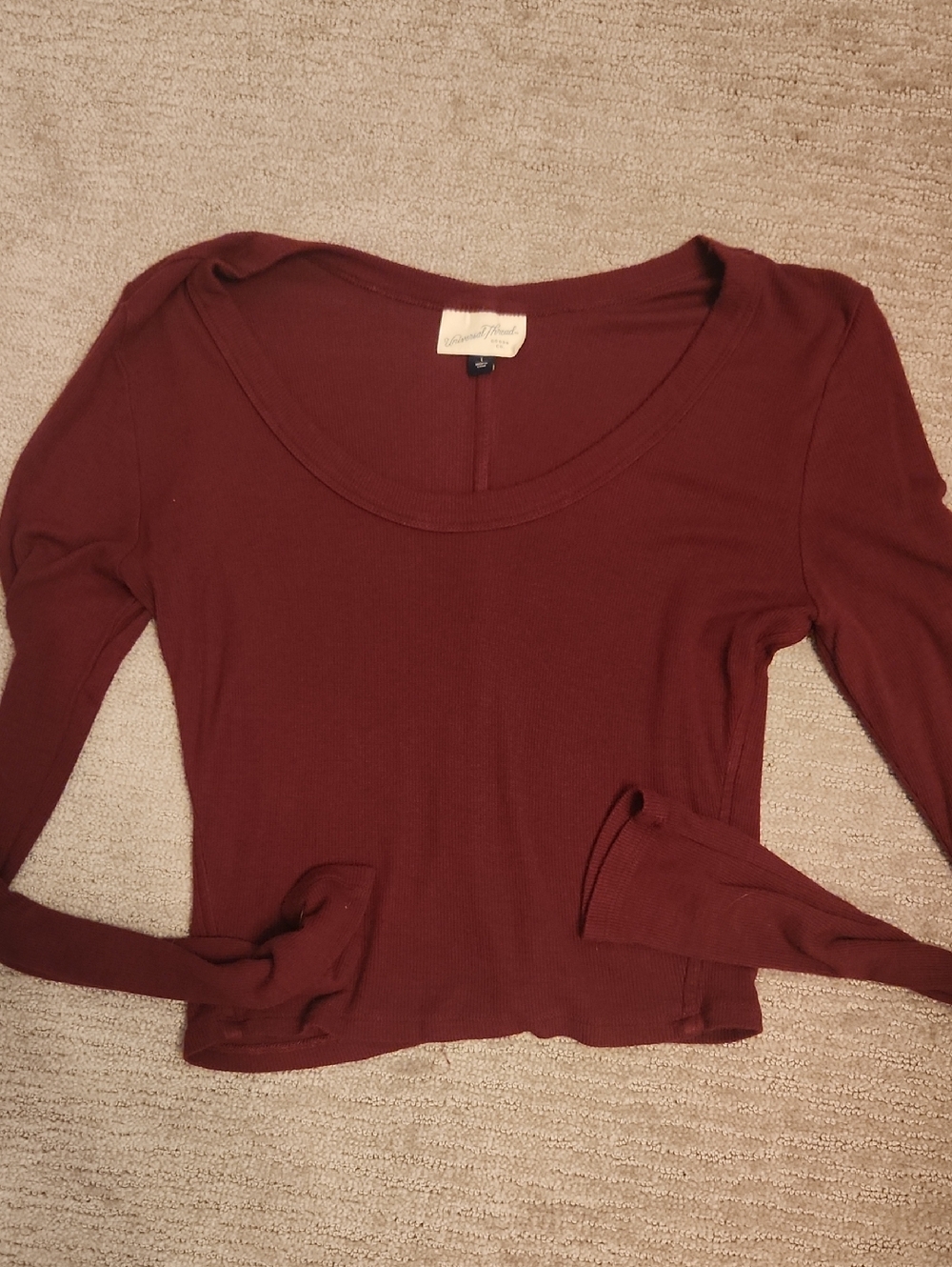 Universal Thread Burgundy Scoop Neck Long Sleeve Top